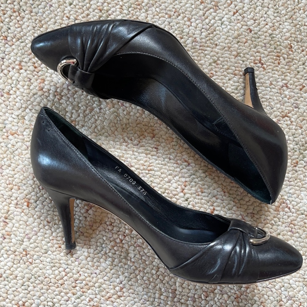 Dior European size 37.5 black leather heels